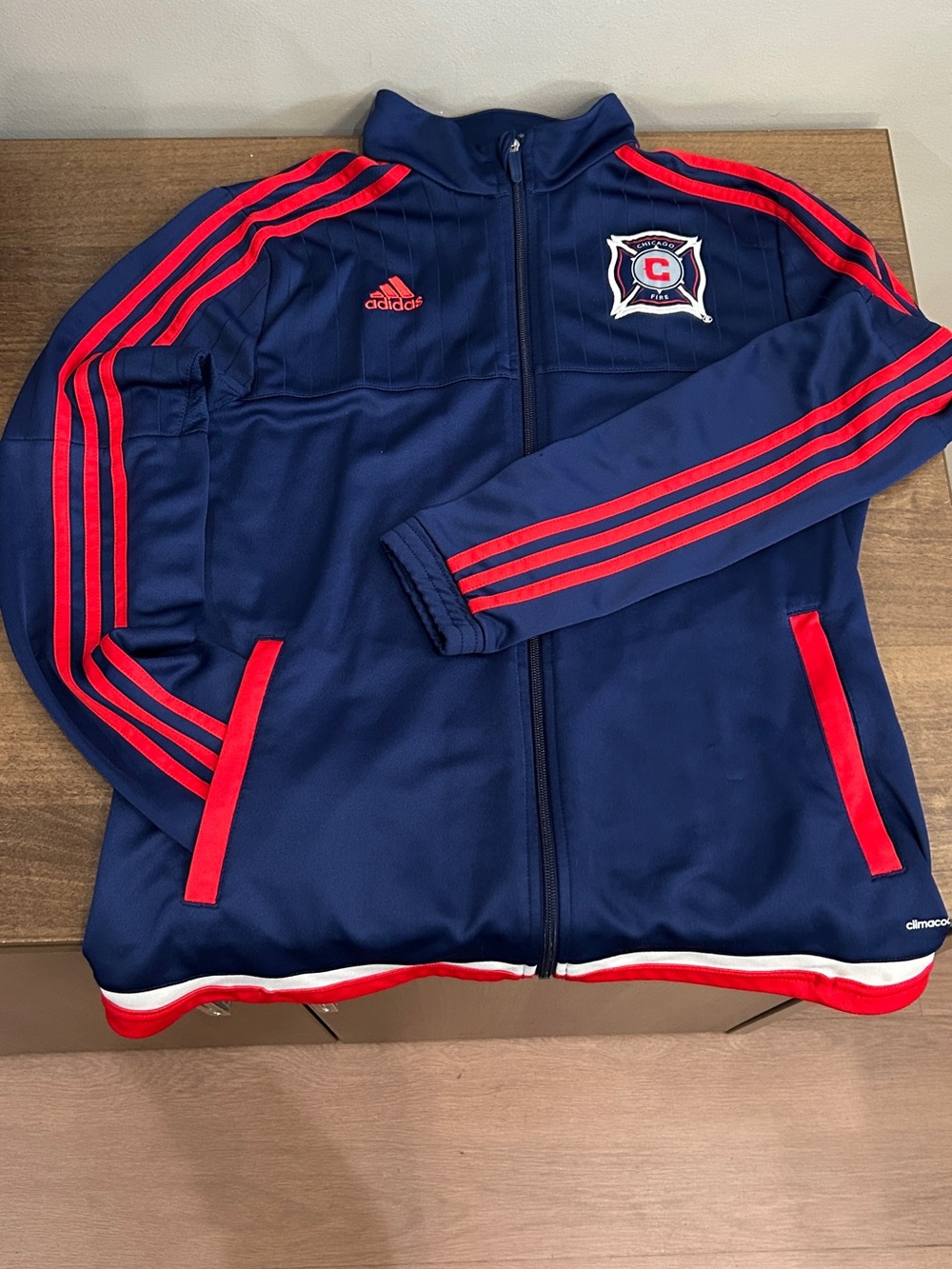 Adidas Navy & Red Soccer MLS Track Jacket - Chicago Fire
